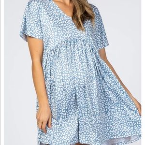 Pink Blush Beeson River Maternity Blue Cheetah Print Dress, Size L